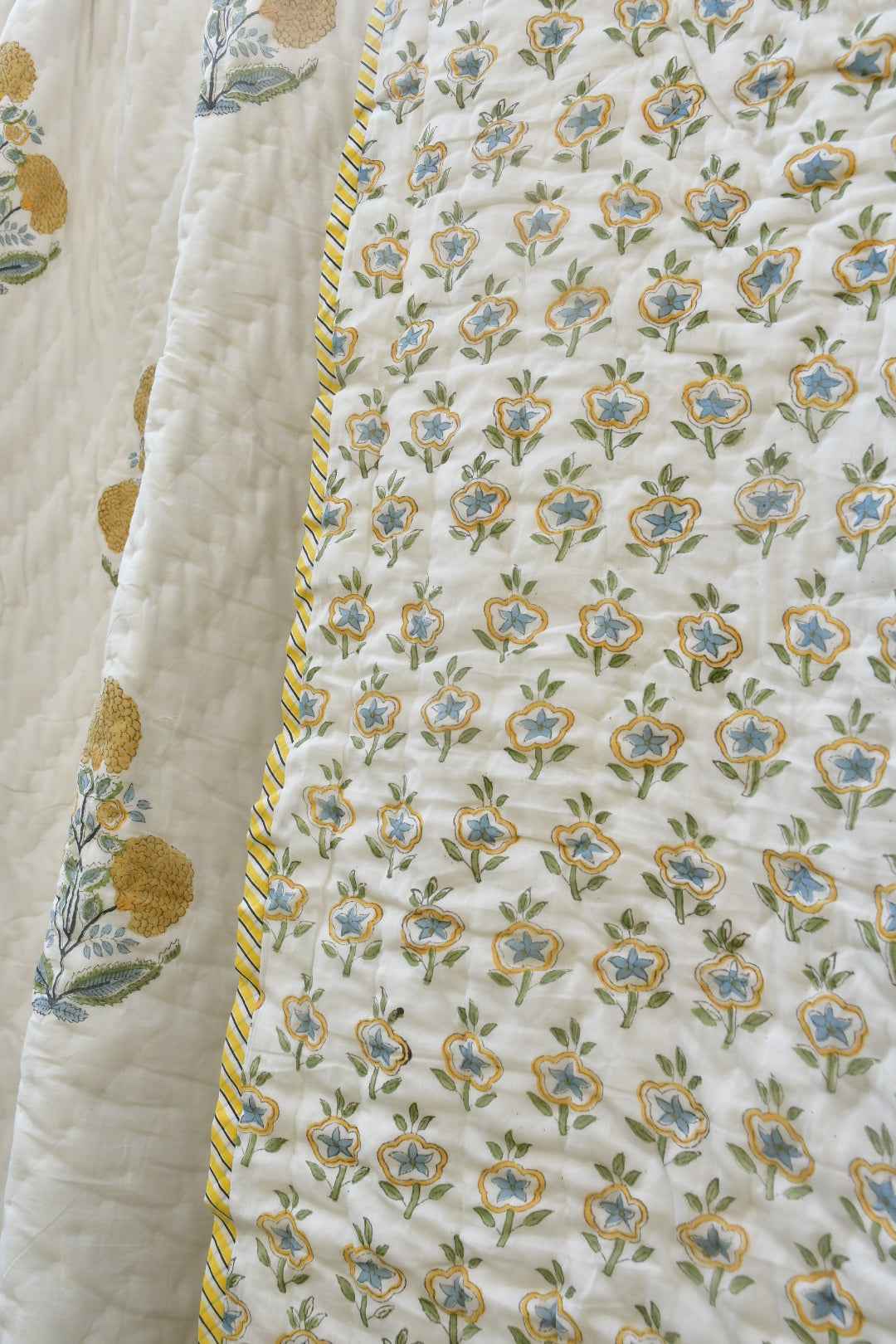 Yellow Marygold Handblock Cotton Quilt
