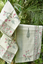 Pink Buta Buta on Beige Bath & Hand Towel Set