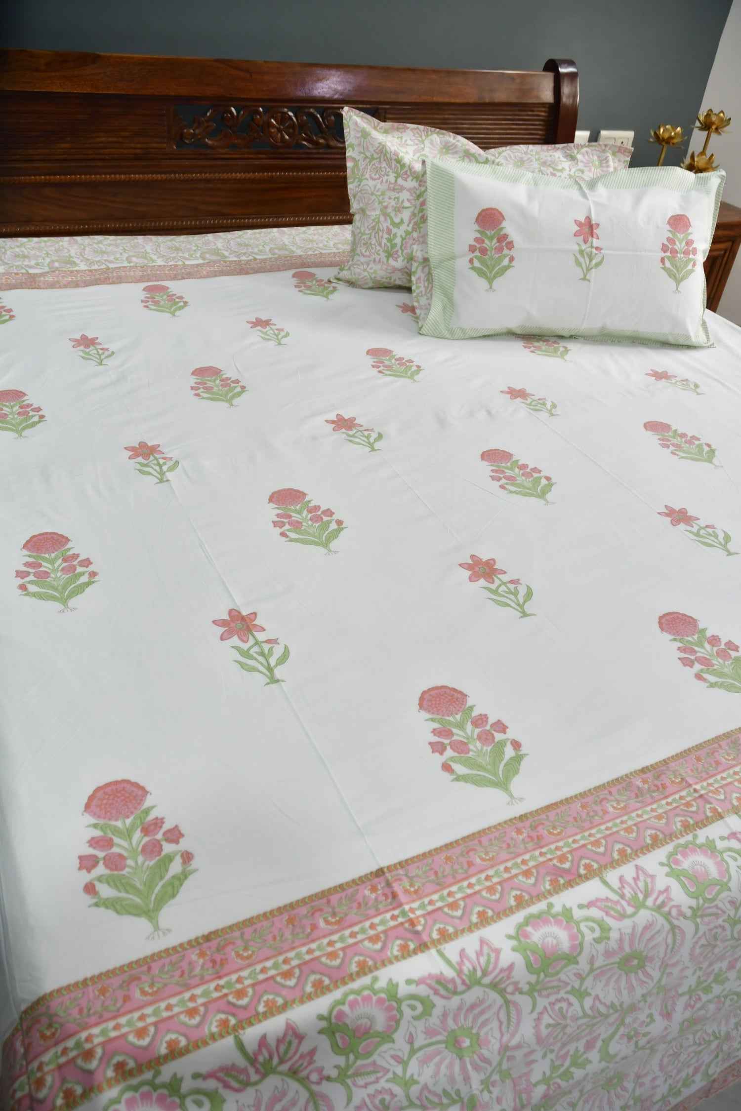 Peachy Dreams: Jaipur Hand Block Bedsheet