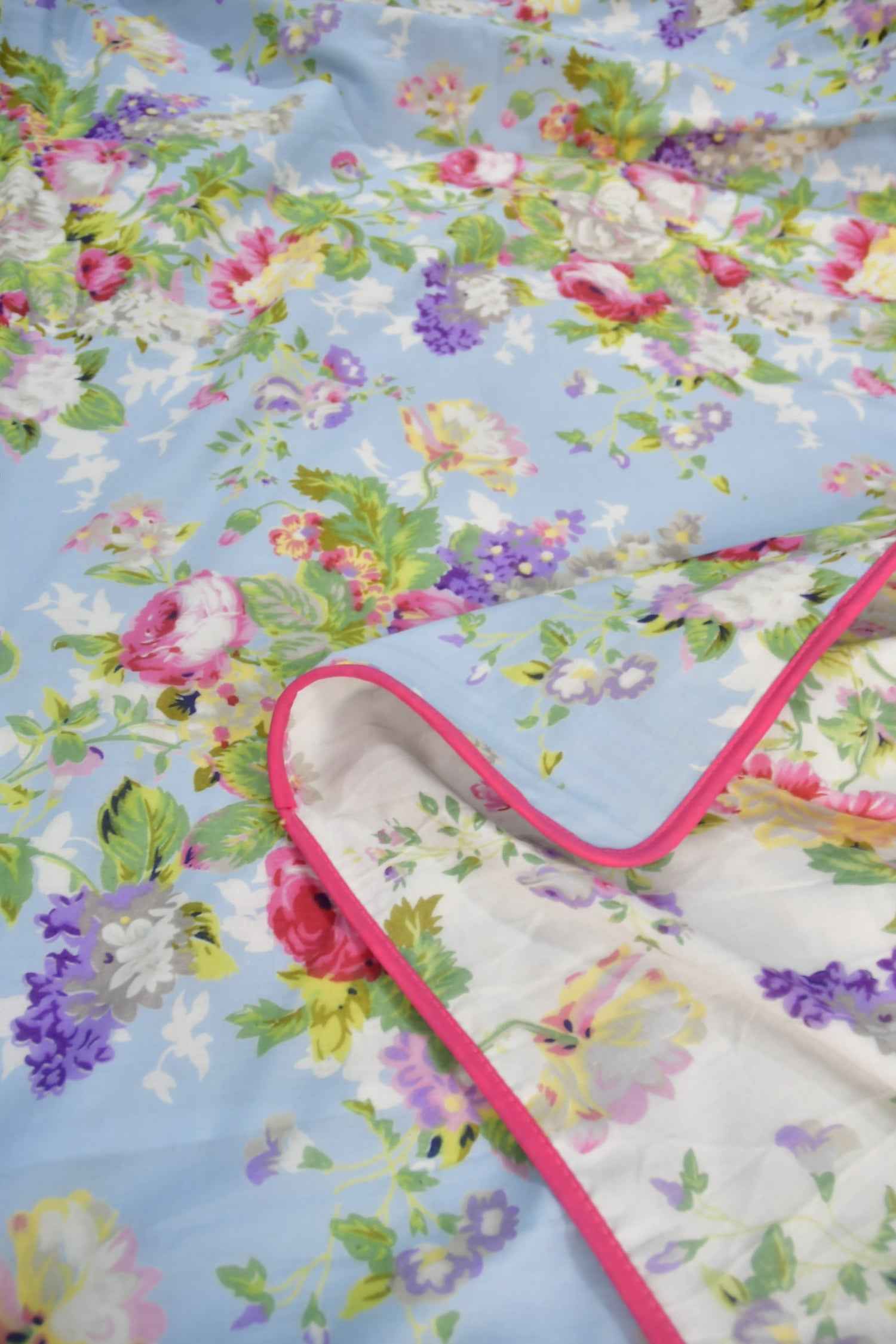 Sky Blue Floral Mul Mul Dohar : Breezy Summer Lightweight