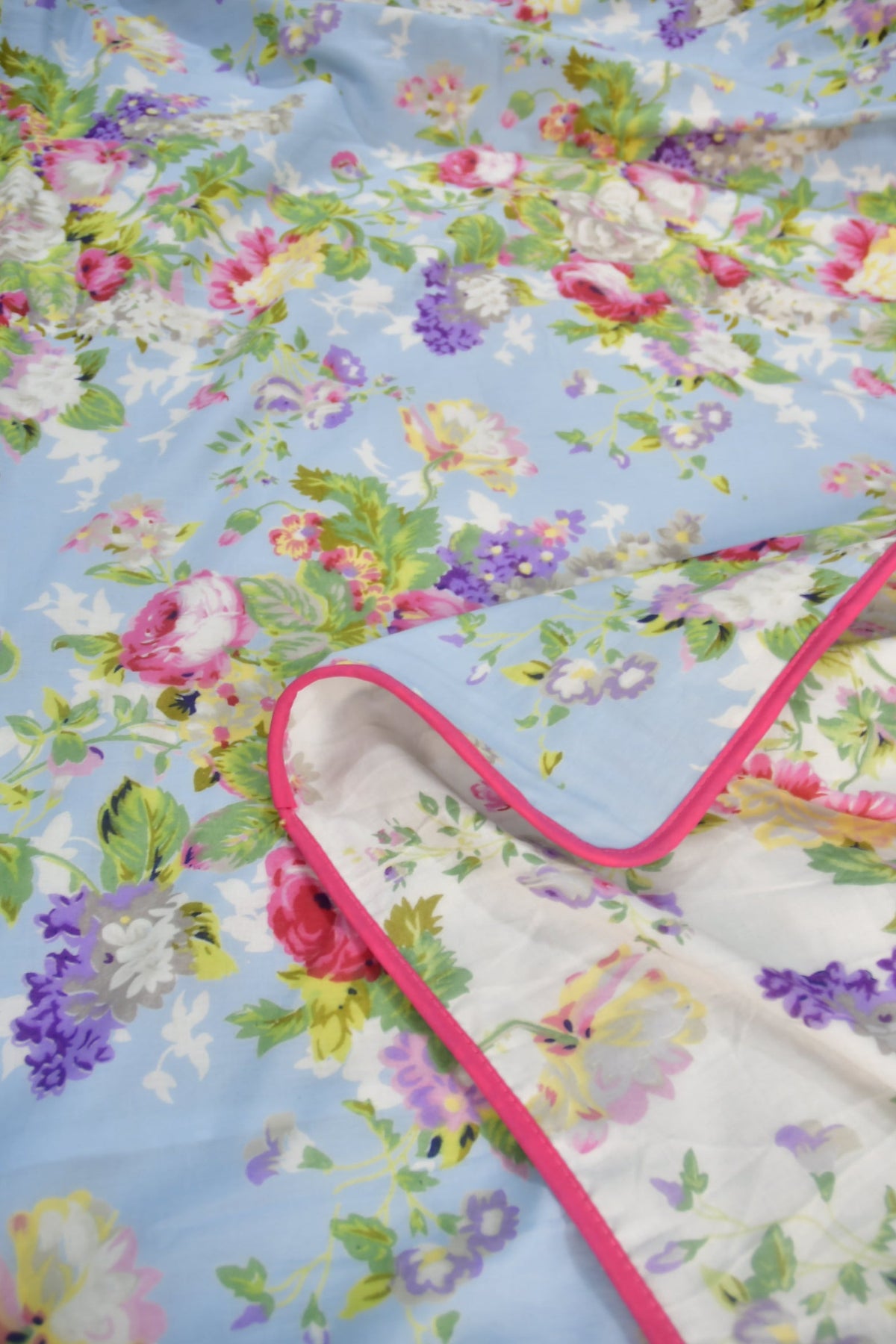 Sky Blue Floral Mul Mul Dohar