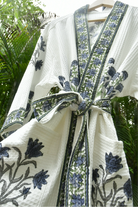 Cotton Bathrobe : Deep Blue Buta Block Print