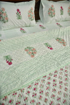 Peach and Pink Flower Quilt Bedding set