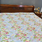 Sky Blue Floral Handblock Reversible Quilt
