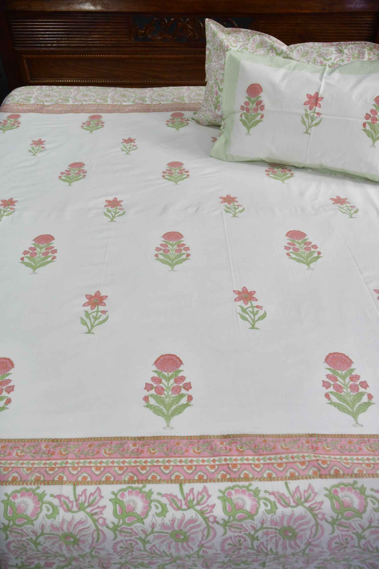 Peachy Dreams: Jaipur Hand Block Bedsheet