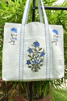 Blue Floral Bouquet Tote Bag : Spacious & trendy