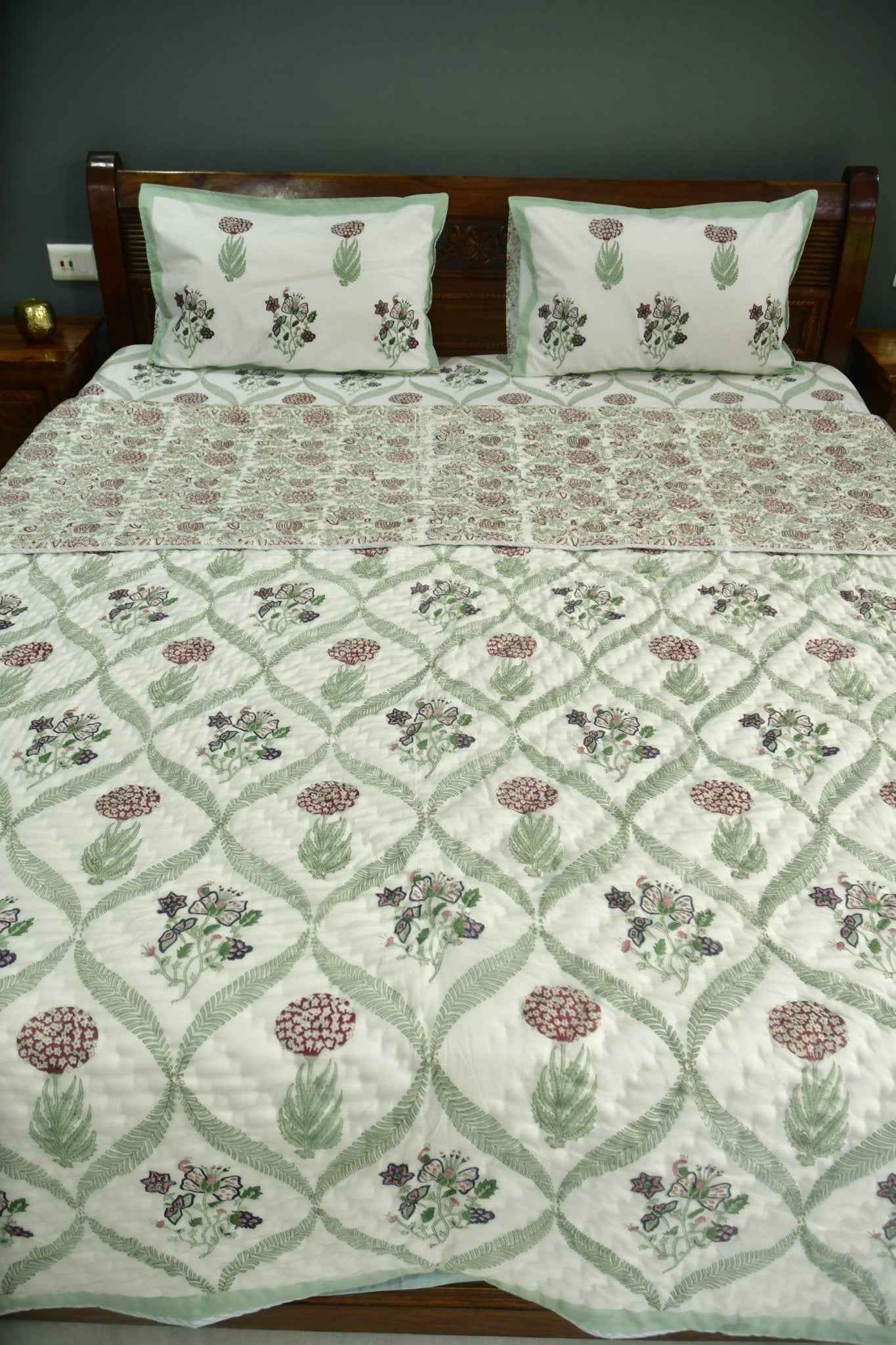 Butterfly & Floral Bedding Set with Quilt