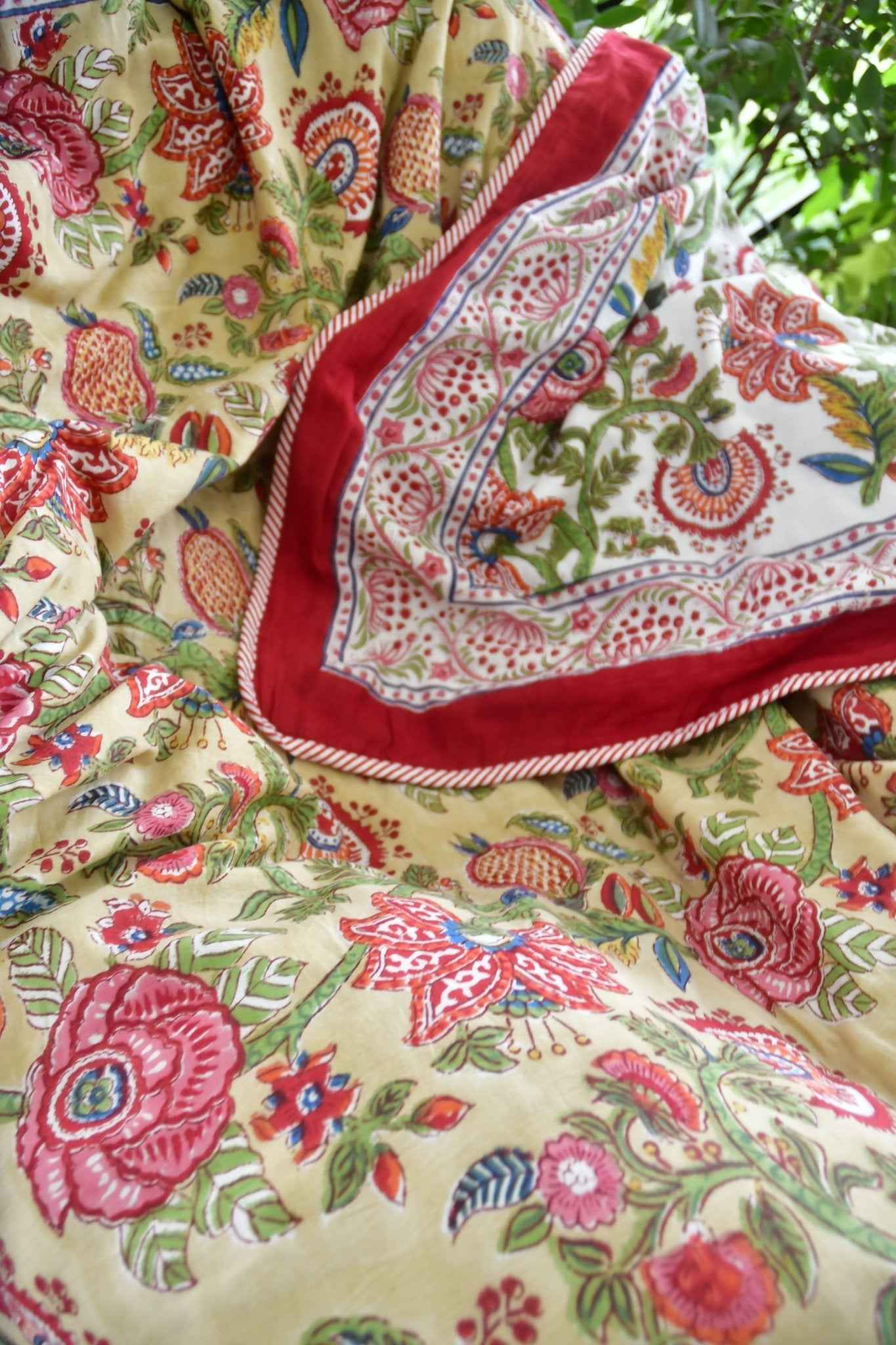 Premium Royal Floral Jaal Handblock Dohar