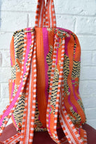 Orange and Pink Tiger Print Handblock Backpack