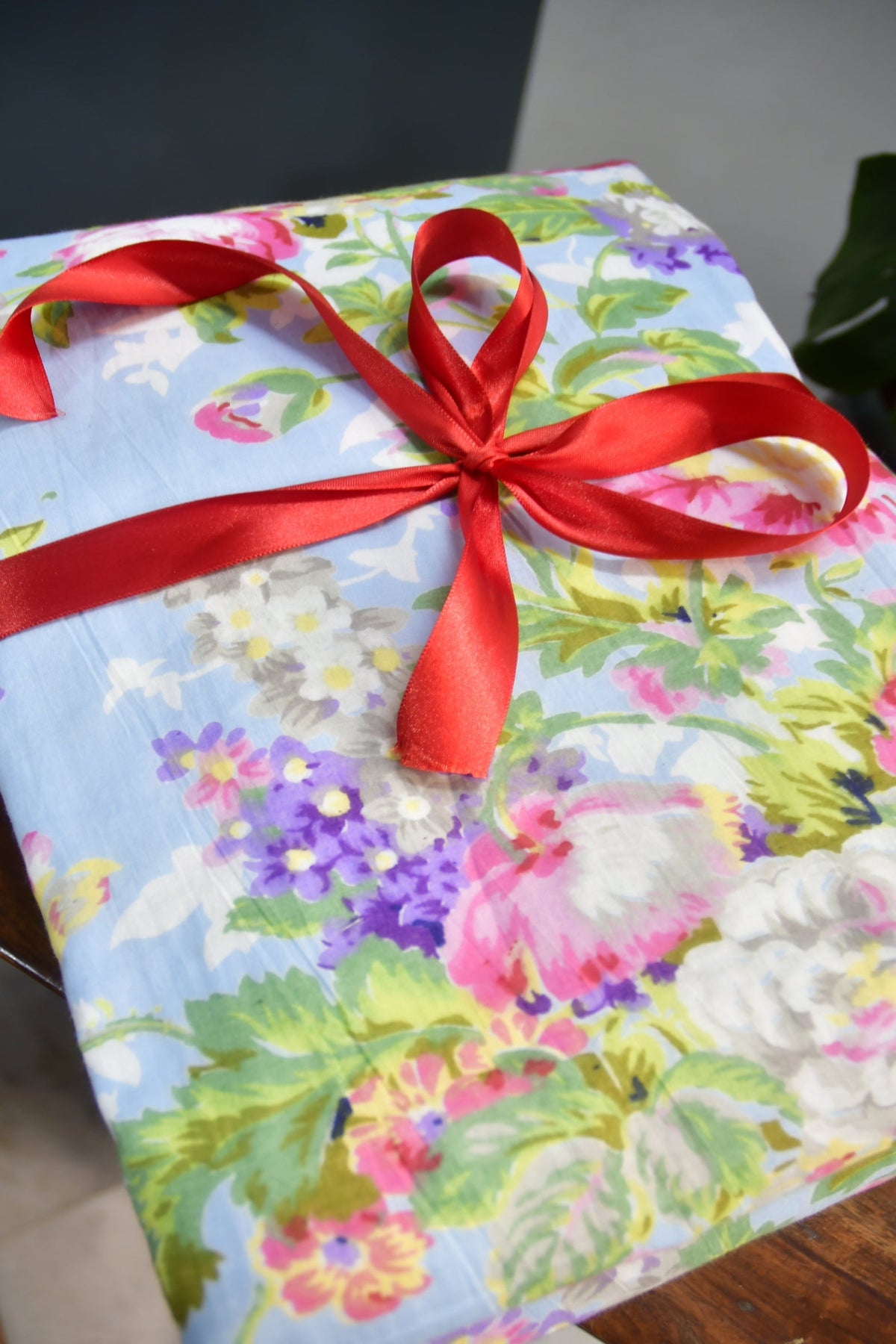 Sky Blue Floral Mul Mul Dohar Premium cotton