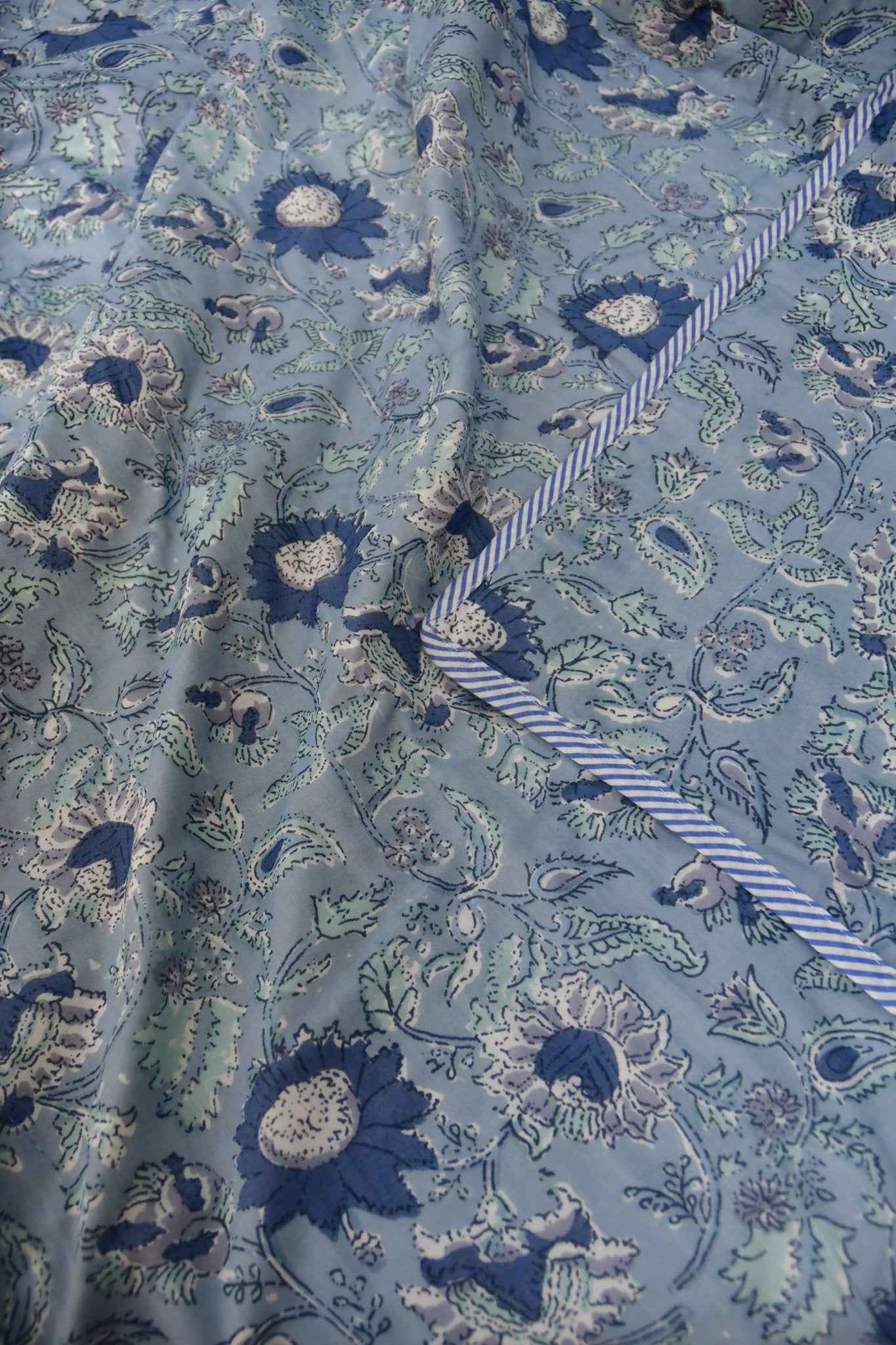 Blue on Blue Mul Mul Reversible Cotton Dohar