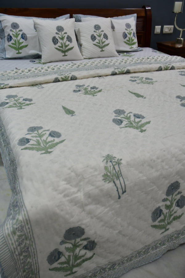 Poppy blue grey bedding