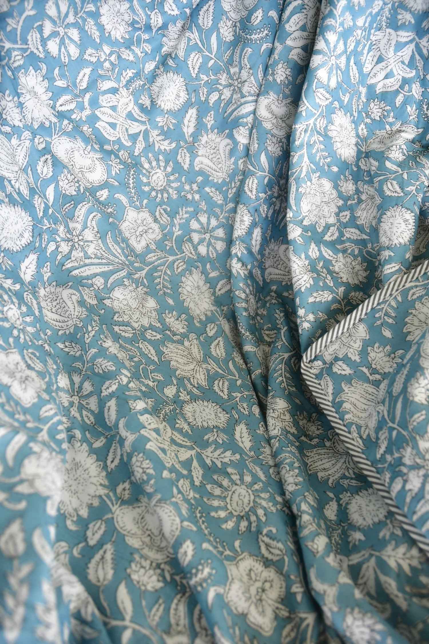 Bluish Cyan floral Print Reversible Dohar