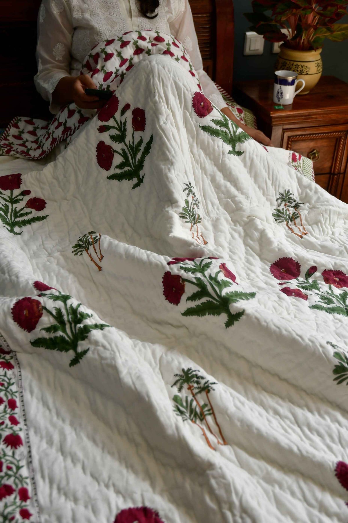 Classic Poppy Hand Block Quilt