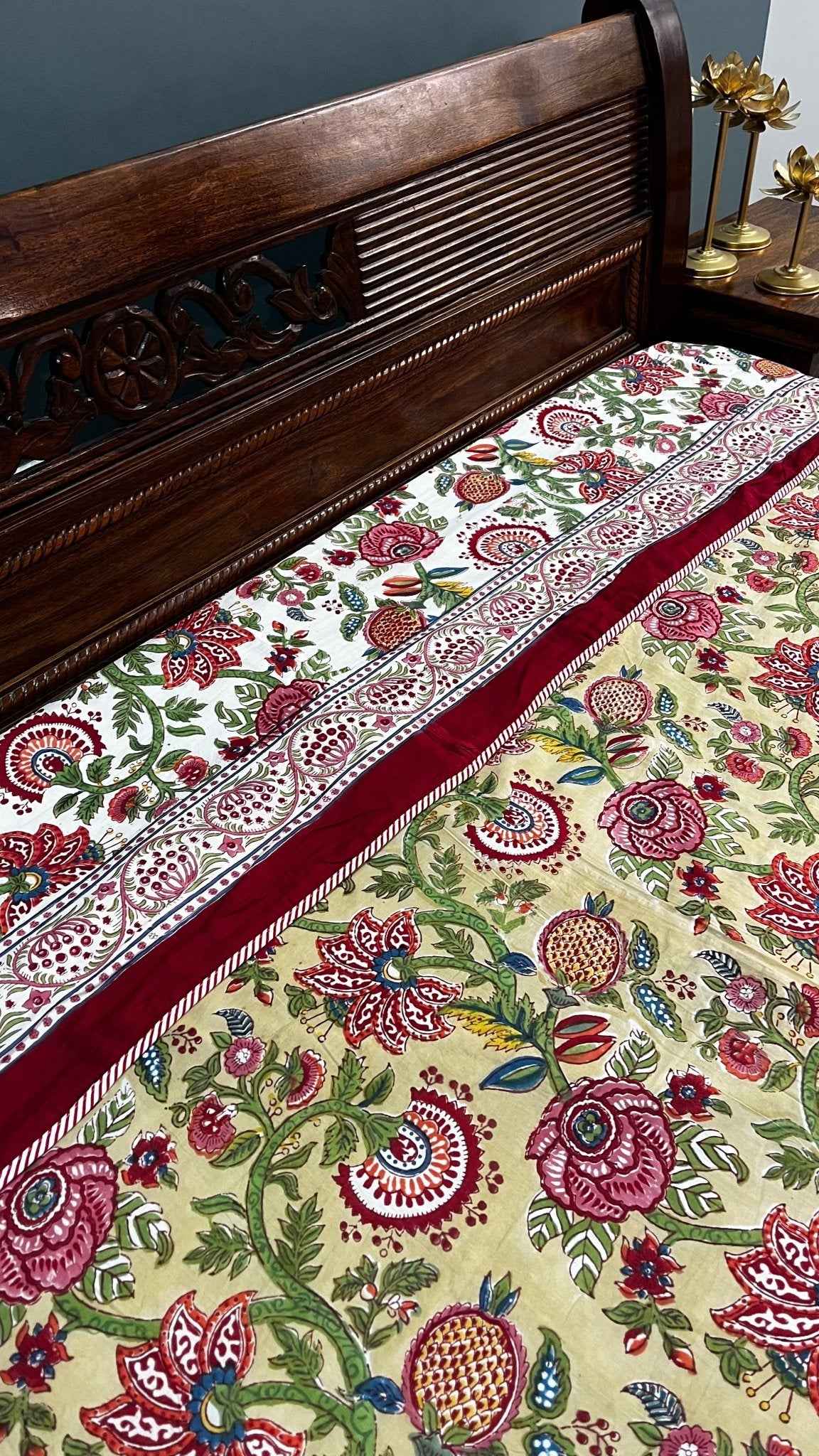 Premium Royal Floral Jaal Handblock Dohar