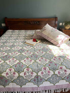 Pink Lily Jharokha Handloom bedcover : Jaipur Elegance