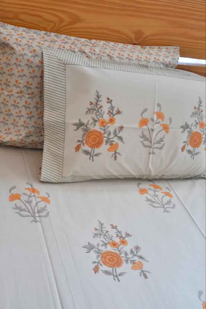 Gul Kesari Cotton Bedsheet Beige Collection