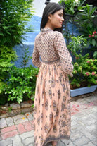 Hand Block Blush Floral Anarkali Kurta handblocked
