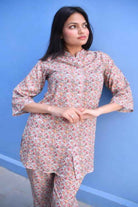 Classic Floral Handcrafted Co-ord set :  lightweight fabric
