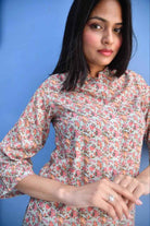 Classic Floral Handcrafted Co-ord set :  lightweight fabric
