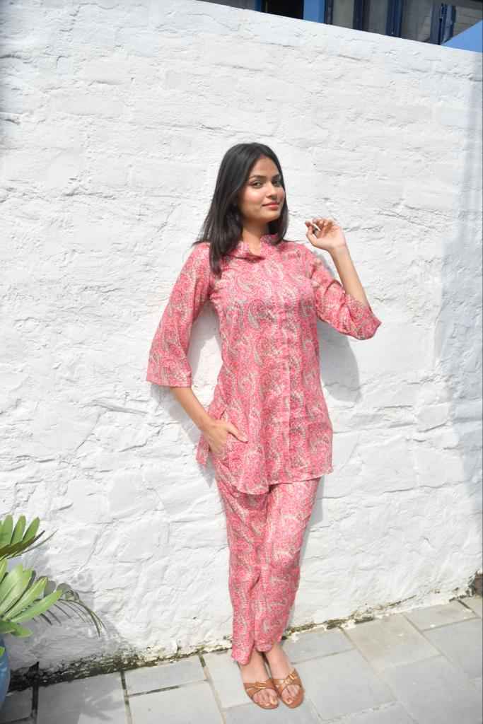 Pink Paisley Co-Ord Set, Premium Comfort : Jaipuri