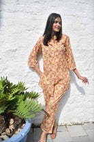 Mustard Green Co-Ord Set,Floral Print, Soft Cotton