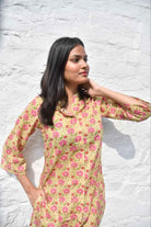 Mustard Green Co-Ord Set,Floral Print, Soft Cotton
