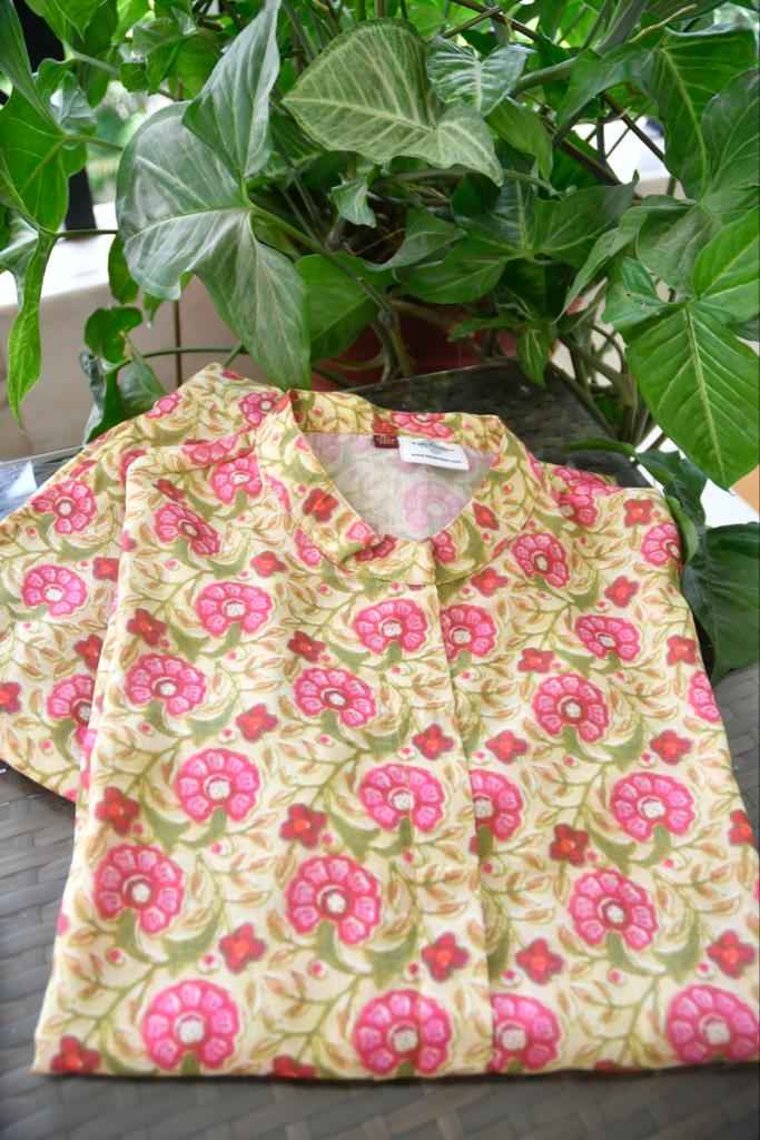 Mustard Green Co-Ord Set,Floral Print, Soft Cotton