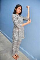 Grey Floral Co-ord Set Jaipuri Handblock
