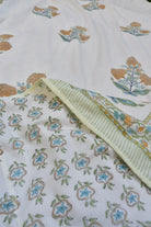 Floral patterned fabric with a green border