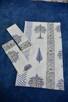 Blue cotton towel set block print design 