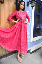 Pink Lehariya Anarkali Kurta: Rajasthani Charm