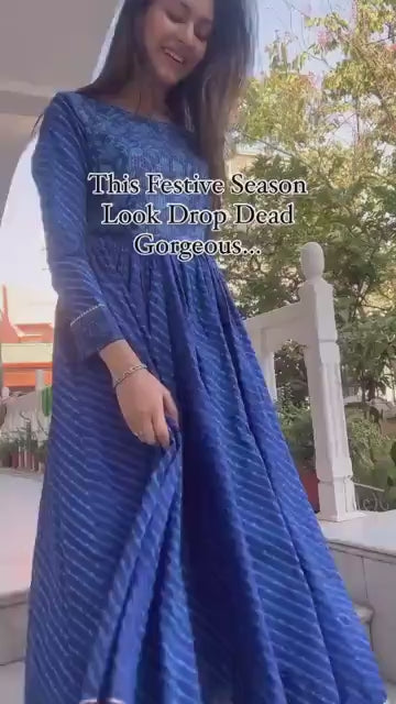 Blue Anarkali on women