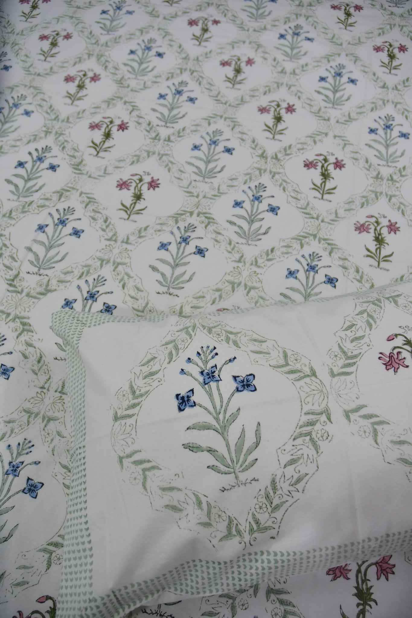 Classic Mughal Jaal Handblock Cotton Bedsheet